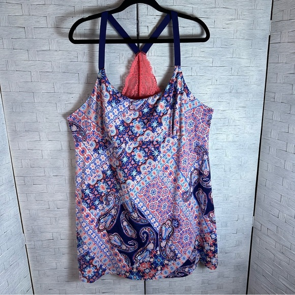 ND intimates, nightgown, T back lace back Paisley, colorful nightgown plus size - Picture 1 of 8